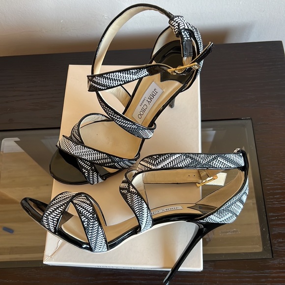 Jimmy Choo Shoes - Jimmy choo woven black and white cross cross Lottie sandal. Make an offer